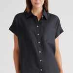 NWT QUINCE Women's Black Button Photo 0