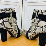 Cape Robbin  Snake Skin Rhinestone Detail Heeled Ankle Boots Ivory Black 7.5 Photo 7