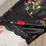 Fashion Bug  Floral Satin Robe Black Red M Medium Photo 3