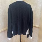 Jacquie The Label black wool blend cable knit sweater with white silk under Sz M Size M Photo 8