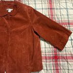 Coldwater Creek  large 100% Leather two button blazer jacket Rust Orange 3/4 slvs Photo 6