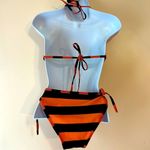 Orange and Black Striped String Bikini Sz OS Photo 2