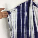 Vince Watercolor Blue Brushstroke Printed Split Neck Oversized Tunic Dress Small Photo 8