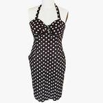 Madison Leigh  Brown & White Polka Dots Sundress Halter Dress ~ Size 10 Photo 0