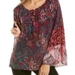 Johnny Was Jade Toledo Tiered Sleeve Silk Printed Blouse NWT Photo 8