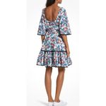 Milly  White Blue Red Floral Hibiscus Print dress Photo 5