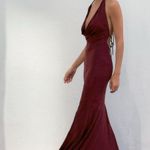 ZARA  Burgundy maxi Halter open back Dress wedding evening holiday party Photo 5