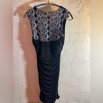 Black Party dress by Valerie Bertinelli, body con, silvery lace back detail Size 8 Photo 3