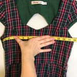 Modcloth x Sunny Girl Green Red Plaid Cap Sleeve Sweetheart Dress Christmas Winter Small Photo 4