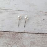 Vintage Stud Earrings Dainty Faux Pearl Dainty 0.25" Photo 1
