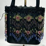 Vintage Moo Roo Charleston Signed 2000 Black Multicolor Beaded Purse Photo 4