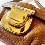 Michael Kors Brown Pebbled Leather Mini Crossbody Goldtone Hardware Purse Bag‎ Photo 1