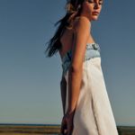 ZARA  Denim Mini Dress Sleeveless White Blue jeans Photo 6