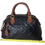 Ralph Lauren Diamond Quilted Black Leather Boston Duffle Brown Top Handle Bag Photo 12