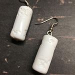White cylinder dangle earrings handmade MunandMe Photo 2
