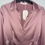 Commense Blush Satin Shirt Dress Pink Photo 4