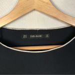 ZARA  Navy Blue White Contrast Piping Bow Long Sleeve Blouse XS Photo 3