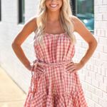 The Impeccable Pig Spin Around Pink Gingham Babydoll Peasant Dress Photo 0