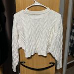 Pink Rose White Cropped Sweater Photo 3