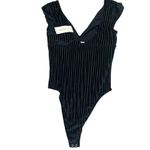 Gilly Hicks Black striped velvet bodysuit Photo 1