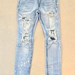 KDNK Distressed Light Wash Skinny Jeans Blue Size 31 Photo 0
