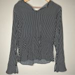 ZARA  Trafaluc  Black and White Striped Tie-Front Long Sleeve Blouse Size Small Photo 4