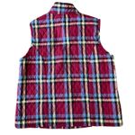 Quilted Red Plaid Cotton Blend Snap Front Lined Pocketed Vest Size Medium Photo 1