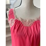Vintage Sears 1960s Neon Pink Floral Lace Trim Sleeveless Nightie Gown Coquette Photo 1