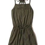 Hollister olive embroidered t-back high neck romper size medium Photo 1