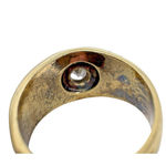 14KT HGE Gold Electroplate Art Deco Ring w Large CZ Stone Sz 10 Textured Vintage Photo 11