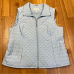 Christopher & Banks  Solid Blue Quilted Full Zip Vest Blue Pockets Large Photo 0