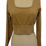 Aerie NWT OFFLINE By  Seamless Cable Square Neck T-Shirt Yellow/Gold Size Large Photo 0