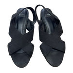 Eileen Fisher Vero Cuoio Black Elastic Slingback Wedge Size 8 Photo 0