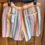 Caslon  Nordstrom Rack Linen Shorts Size L Rainbow Stripe New NWT Drawstring Photo 3