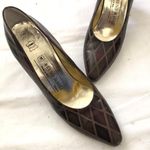 Bruno Magli Vintage Brown Burgundy Genuine leather heels pumps diamond pattern Photo 1
