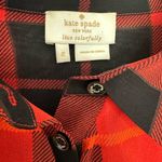 Kate Spade  Red Plaid Semi Sheer Silk Ruffle Shirt size 2 Photo 5