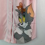 Tom and Jerry L Baseball Cartoon Button Front Top Pink Size L Photo 1