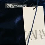 ZARA  Bloggers Fav Backless Navy Blue Velvet Lingerie-Style Open Leg Dress Size M Photo 15