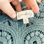 Wonderly Womens Top 1X Crochet Sleeveless Blue Cottagecore Grannycore Boho Free People Photo 2