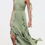 ZARA  dress maxi bohemian ruffled halter floral scarf wedding evening party  Photo 8