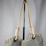 Sun n Sand Woven Tote 18"x17" Large Gray Tan Beach Pool Shoulder Bag Summer Gray Photo 1
