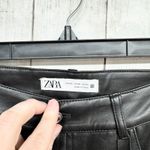 ZARA Pant Women Size 8 Black Faux Leather High Rise Straight Zip Fly Pockets NWT Photo 3