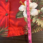 LAVAHUT Hawaiian Sleeveless Button Up Shirt Red Tropical Palm Hibiscus Women's S Photo 7