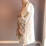 Calvin Klein Jeans Calvin Klein cap sleeve T-shirt distressed edges cream, green, gold foil accents Photo 1