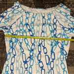 J. McLaughlin  Women’s Size S White Blue Chain Link Catalina 3/4 Sleeve Dress Photo 6