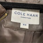 Cole Haan Brown Quilted Faux Leather Bomber Jacket Womans M Full Zip Classic Photo 2