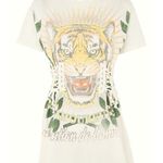Topshop Tiger Corset Longline Tunic Tee Cream Lace-Up Edgy Cat Animal Long Top 0 Photo 0