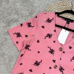 Something Navy NWT  Floral Button Up Shirt Top V-Neck Shortsleeve Flowy in Pink S Photo 4