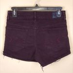 American Eagle  Women’s Hi-Rise Shortie Burgundy Purple Rolled Hem Denim Shorts Photo 3