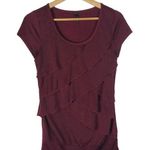 Maurice's Burgundy Red Ruffle Front Y2K Short Sleeve S Photo 0